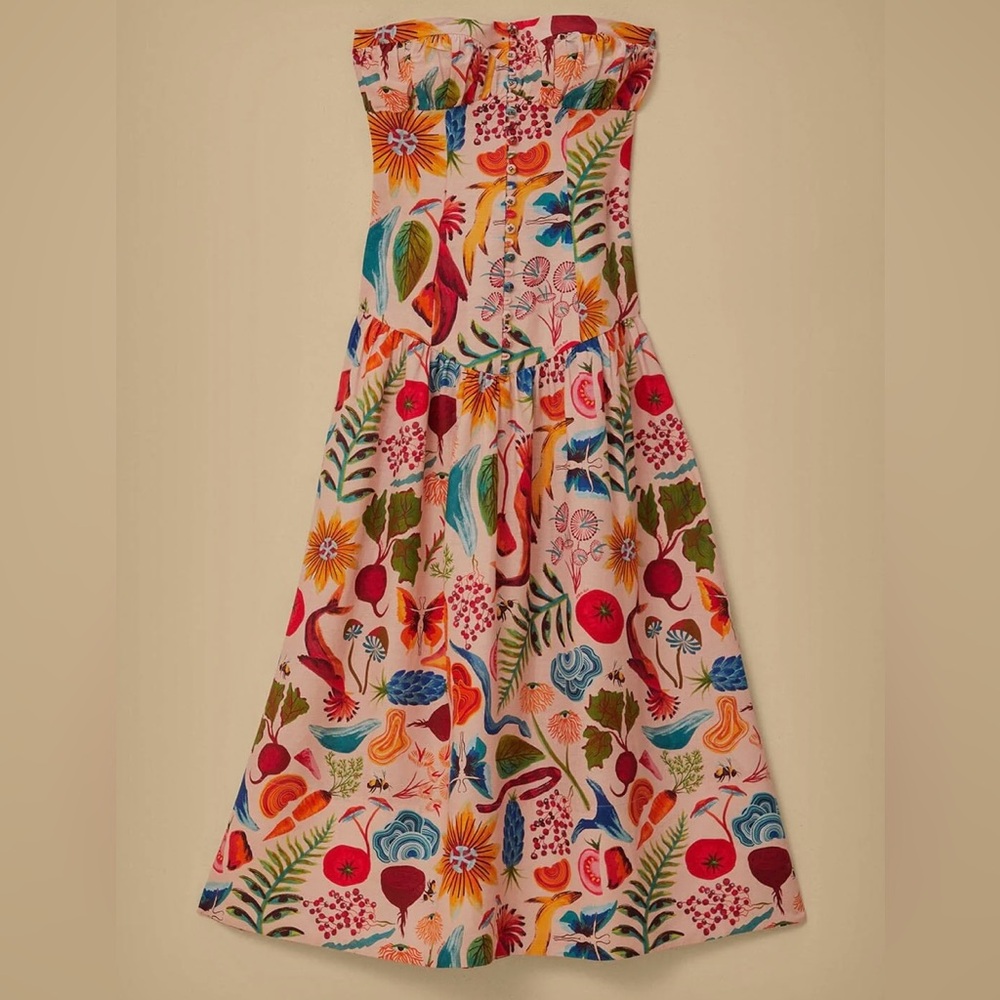 Farm Rio Bright Farm Dress Size Large Includes Removable Straps Retail $265